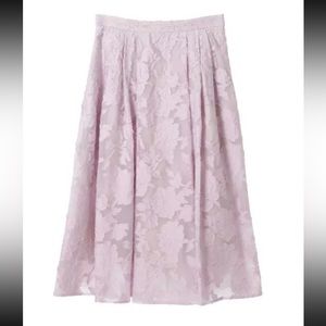 Japanese Kawaii Gyaru Balletcore Formal Office Floral Lilac Midi A-line Skirt